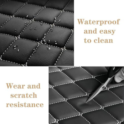Custom Personalized Floor Mats for Cars，Luxury Full Coverage All Weather Car Floor Mats，Anti-Slip Leather Car Mat Set ，Custom Floor Mats for Cars, Trucks & SUVs (Beige and Black)