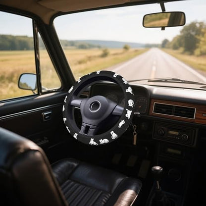 Steering Wheel Cover Accessories Neoprene Cover, Breathable Non-Slip Easy to Install Suitable for Women Men, 14.5-15.5 Inch for Car SUV Van Truck Universal - Lazy Kitten - color: Lazy Kitten