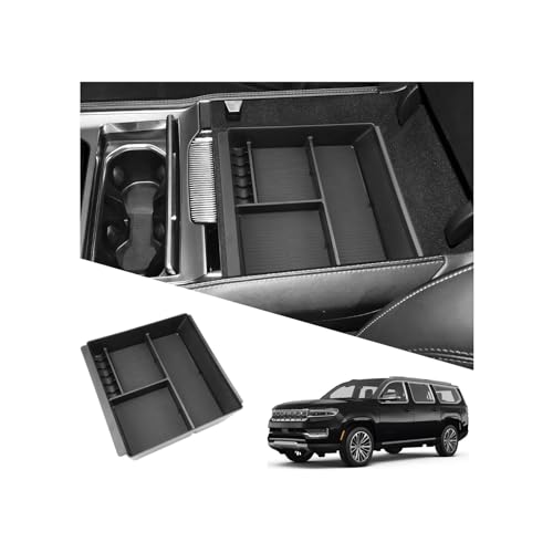Center Console Organizer Compatible with 2022-2026 Jeep Wagoneer/L , 2022-2026 Jeep Grand Wagoneer/L Accessories, with Coin Box Sunglasses Holder Armrest Storage Box(Only for Without Refrigerator) - color: 2022–2026 Jeep Wagoneer/L & Grand Wagoneer