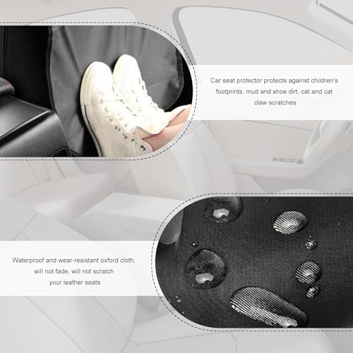 MoNing 2 Pack Car Backseat Protector, Waterproof Seat Back Kick Mats with 2 Mesh Pockets, Adjustable Straps, Easy to Clean Seat Back Covers for Cars, SUVs, Trucks - size: standard size