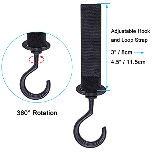 Wisdompro Car Seat Headrest Hook, 2 Pack Multi-Purpose Hanger for Handbag, Purse, Coat, Clothes & Grocery Bag - Black