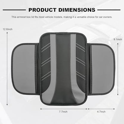 Car Center Console Cover, Leather Auto Arm Rest Protector Cushion with 2 Side Storage Bags, Universal Armrest Cushion Pad Middle Console Cover for SUVs Sedans Trucks (Gray) - color: Gray