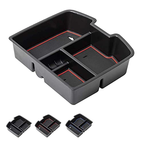 Center Console Organizer Tray Compatible with GMC Sierra 1500 Chevy Silverado Suburban 2500 Avalanche 07-13 Accessory 07-14 Sierra 2500 3500 Yukon Silverado 2500 3500 Suburban 1500 Tahoe, Red - color: Red