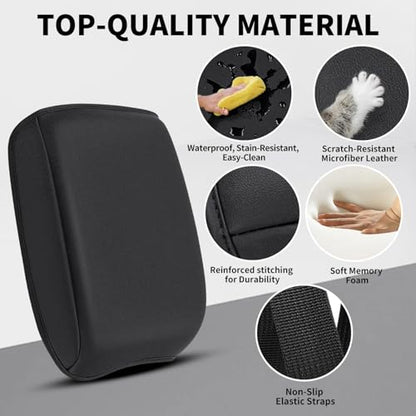 Center Console Cushion Compatible with Toyota Tacoma 2016-2023 Accessories, Premium Leather Arm Rest Cover Pad, Car Middle Console Cover (Black) - size: 2016-2023 Toyota Tacoma