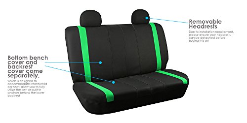 FH Group Car Seat Covers Rear Set Cloth - Car Seat Covers with Removable Headrest,Universal Fit,Automotive SeatCovers,Washable Car SeatCover for SUV,Sedan,Van Green - color: Green, size: Rear Set