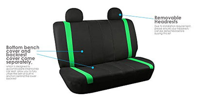 FH Group Car Seat Covers Rear Set Cloth - Car Seat Covers with Removable Headrest,Universal Fit,Automotive SeatCovers,Washable Car SeatCover for SUV,Sedan,Van Green - color: Green, size: Rear Set