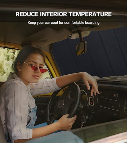 Windshield Sun Shade for Dodge Charger 2011-2023 with Rearview Mirror Mounted Camera - Safeguard