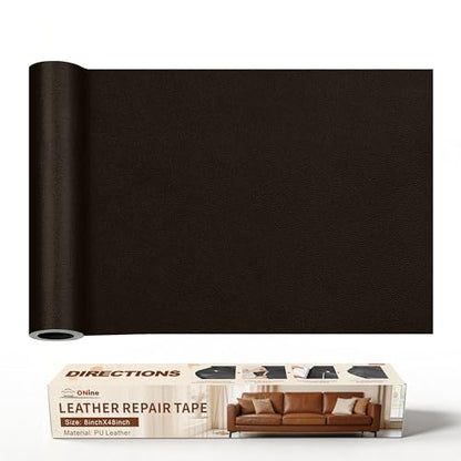 ONine Leather Repair Tape,Self Adhesive Leather Repair Patch,Leather Patches for Furniture,Sofa,Car Seats,Office Chair. Vinyl Repair Kit 8x48in(Dark Brown-Fine Grain) - color: Dark Brown-Fine Grain, size: 8 x 48 inches