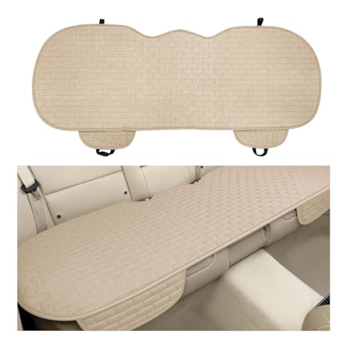 Back Car Seat Cover, Anti-Slip Breathable Linen Bottom Seat Protector Covers with Storage Pockets, Long Rear Seat Cushion Pad for Most Cars SUVs Truck Van (Beige) - color: Beige, size: Back