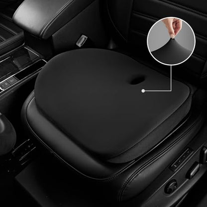 Road Comforts Premium Memory Foam Seat Cushion – Office Chair Cushion, Car Seat Cushion – Chair Cushions for Back & Sciatica Pain Relief – Seat Cushions for Office & Desk (Black)