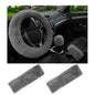 5 PCS Fluffy Steering Wheel Covers Set, Faux Wool Steering Wheel Cover & Handbrake Cover & Gear Shift Cover & 2 Seat Belt Shoulder Pads, Universal Car Accessories (Gray) - color: Gray