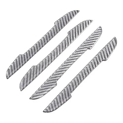 4Pcs Universal Real Carbon Fiber with 2mm Twill Woven Texture Door Edge Guard Paint Scratch Bumper Protector Anti Door Slam Silver Protective Pad Sticker Film for SUV Truck