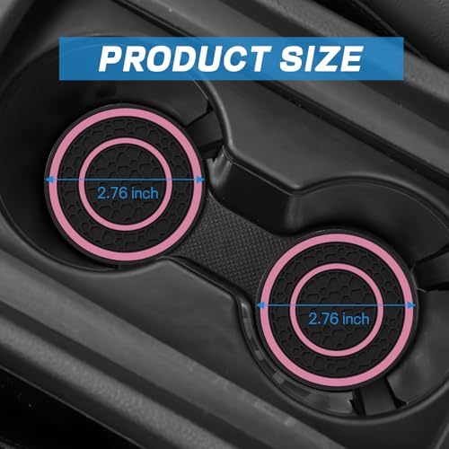 8PCS Car Accessories Set, Bling Leather Car Steering Wheel Cover with Armrest Pad, Seat Belt Cover Pads, Cup Holder Coasters, Gear Shift & Handbrake Covers, Auto Interior Accessories (Pink) - color: Pink
