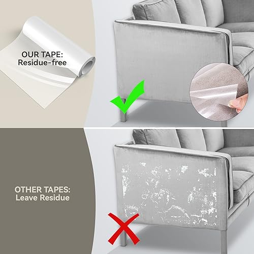 Cat Anti Scratch Tape (11.8" x 197") Transparent Anti Cat Scratch Furniture Protector, Wear and Scratch Resistant Cat Scratch Deterrent Sticky Paws Tape for Carpet, Sofa, Couch, Door