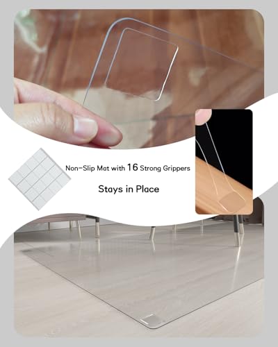 【16 Anti-Slip Stickers Included】6'×9' Large Clear Vinyl Floor Mats for Home, Waterproof Rug Cover, Plastic Rug Floor Protector Mat for Hardwood, Wipeable Clear Area Rug for Garage/Living Room - size: 6' x 9' (Rectangular)