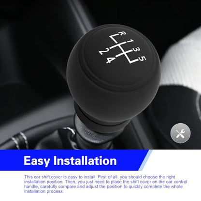 Car Gear Shift Knob Cover, 6 Speed Silicone Car Gear Manual Stick Shifter Knob Protector, Anti-Slip Auto Shifter Transmission Protective Cover, Universal Stick Shift Covers for Most Cars