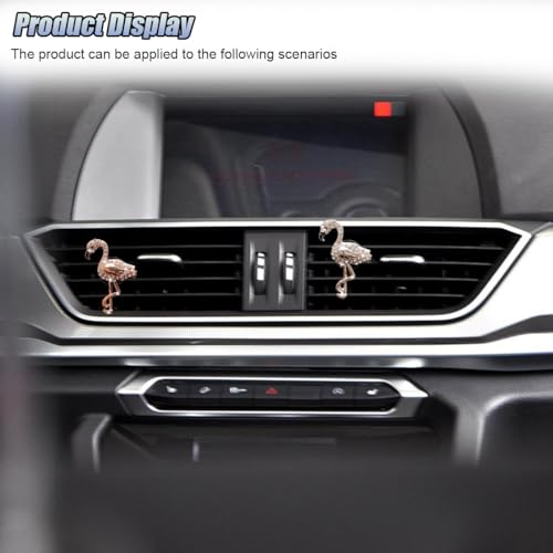 2PCS Bling Flamingo Car Dashboard Air Vent Trim Clips, Crystal Rhinestone Animal Car Air Fresheners Outlet Clip, Cute Automotive Interior Diffuser Decoration Accessories for Women (Flamingo) - size: Flamingo