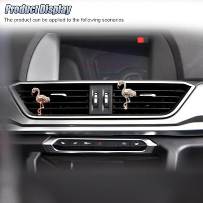 2PCS Bling Flamingo Car Dashboard Air Vent Trim Clips, Crystal Rhinestone Animal Car Air Fresheners Outlet Clip, Cute Automotive Interior Diffuser Decoration Accessories for Women (Flamingo) - size: Flamingo