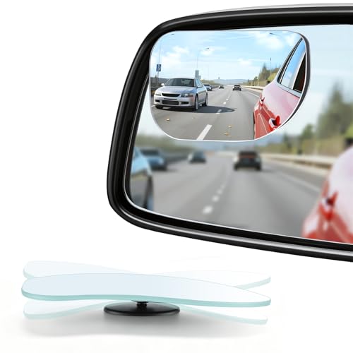 LivTee XLarge Blind Spot Mirror, Rounded Rectangle HD Glass Frameless Convex Rear View Mirrors Exterior Accessories with Wide Angle Adjustable Stick for Car SUV and Trucks, Pack of 2 - color: Rounded Rectangle, size: Adhesive Mount