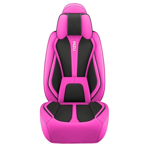 INZU Cute Rabbit Comfortable Leather Auto Car Seat Covers Front & Rear Seat Protector Fit Sedan SUV 5 Seats Full Set Universal Fit (Black & Rose) - color: Black & Rose