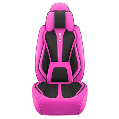 INZU Cute Rabbit Comfortable Leather Auto Car Seat Covers Front & Rear Seat Protector Fit Sedan SUV 5 Seats Full Set Universal Fit (Black & Rose) - color: Black & Rose