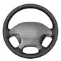 MEWANT Hand Stitch Steering Wheel Cover for Dodge Ram 1500 2002-2003 Dodge Ram 1500 Steering Wheel Wrap Truck Accessory - color: Black Real Leather&Black Thread