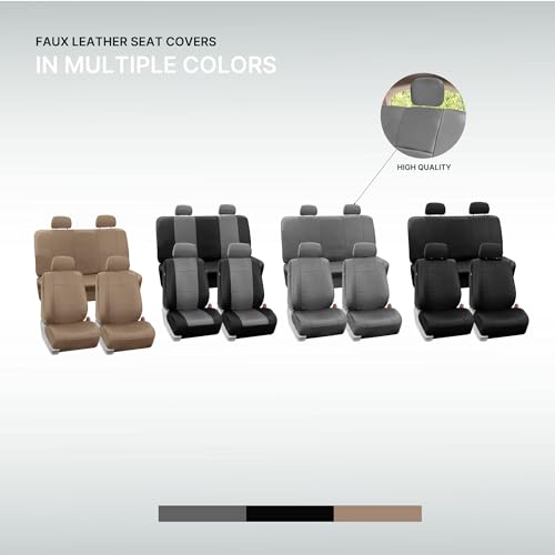FH Group PU002114 Premium PU Leather Seat Covers (Gray) Full Set – Universal Fit for Cars Trucks and SUVs - color: gray, style: Full Set