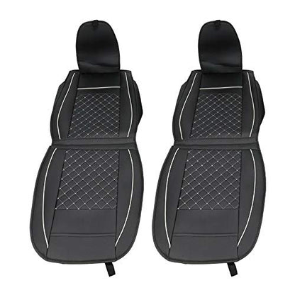 Universal PU Leather Car Seat Cover Full Set 5-Seat Front&Rear Cushions Full Seat with Pillows Fit for SUV Truck Van Year Round Use (Black/White Line) - color: Black/White Line