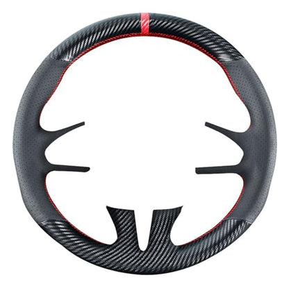 DIY Carbon Fiber Steering Wheel Covers for Infiniti Q50 2014 2015 2016 2017 Sport 15 inch Stitching Leather Interior Accessories