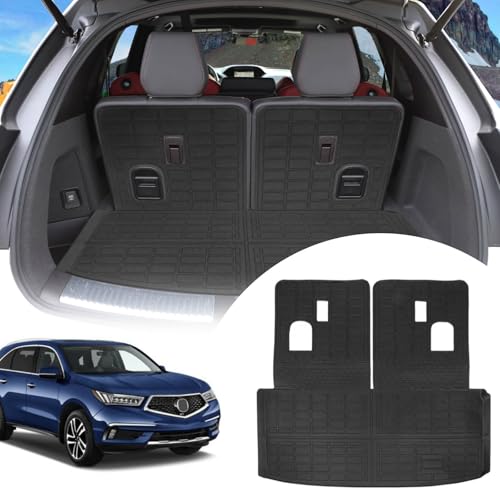Cargo Liners Backrest Mat for Acura MDX Accessories 2014-2021 with Hook&Loop Rear Trunk Mat Rear Seat Back Cover Protector All Weather Anti-Slip Split Dog Liner - color: Acura MDX 2014-2021, size: Backrest Mat + Trunk Mat
