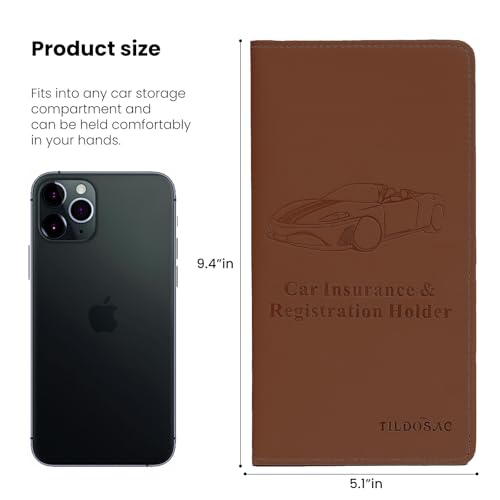 Car Registration & Insurance Card Holder Leather Auto Glove Box Organizer Document Wallet with Magnetic Shut - color: Brown-Upgraded