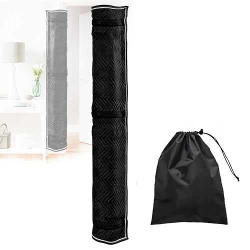 Quilted Door Jamb Protector Pad, with 3 Sewn-in Steel Spring Clips,Black (72" x 24")