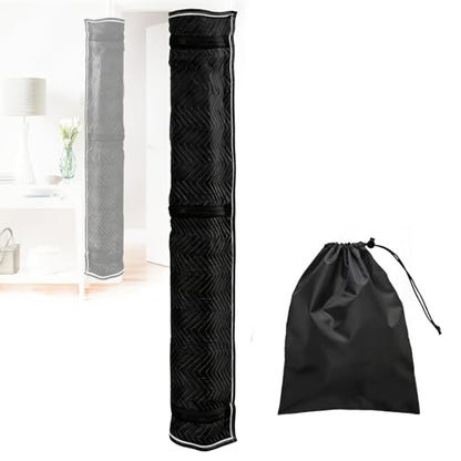 Quilted Door Jamb Protector Pad, with 3 Sewn-in Steel Spring Clips,Black (72" x 24")