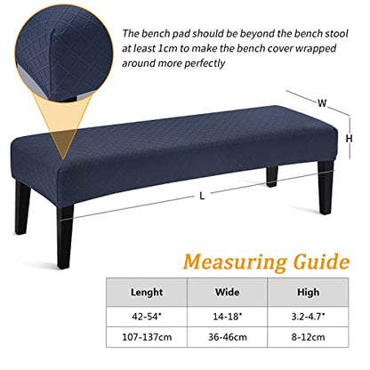 Fuloon Stretch Jacquard Dining Bench Cover - Anti-Dust Removable Bench Slipcover Washable Seat Cushion Protector for Bedroom, Kitchen, Hotel, Banquet (Navy Blue) - color: Navy Blue