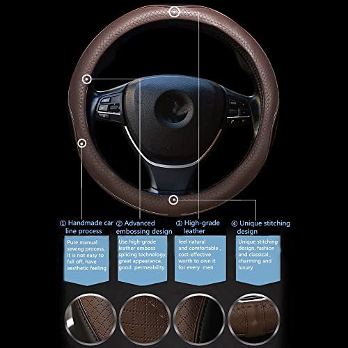 Gomass Car Steering Wheel Cover, Anti-Slip, Safety, Soft, Breathable, Heavy Duty, Thick, Full Surround, Sports Style (Black Brown) - color: Black And Brown