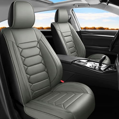 Fit Caliber Car Seat Covers (Only Front 2 Seats) Compatible with Dodge Caliber 2008 2009 2010 2011-Full Coverage Breathable Leather, Airbag Compatible, Waterproof & All-Weather, Grey - color: Front Pair F1 grey, size: Dodge-Caliber-2008-2011