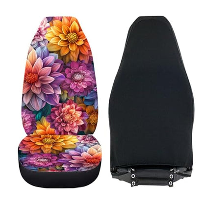 INSTANTARTS Dahlia Mexico National Flower Car Seat Covers Full Set of 2 Vehicle Protector Front Seats Covers Stretchy Washable Car Accessories Seat Cover - color: Dahlia Mexico National Flower