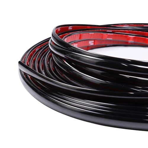 25Ft Automotive Trim Molding Glossy Black 1/2"(12mm) Car Side Moldings UV-Protected Scratch-Proof for All Vehicles Body Door Window Bumper Self Adhesive