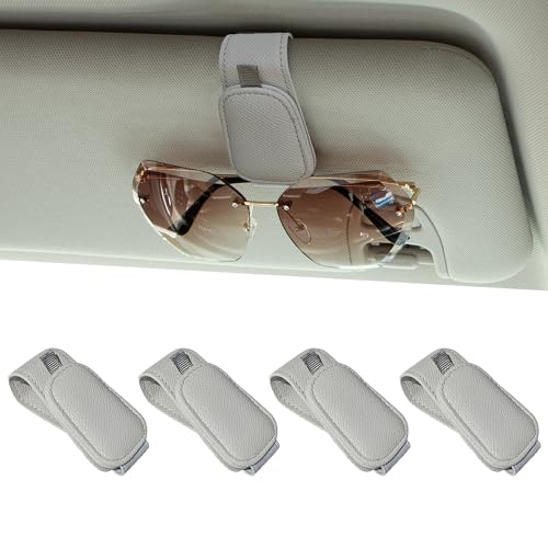 Yuoyar 2 Packs Magnetic Sunglass Holder for Car Visor (4Pcs Grey) | Magnetic Interior Car Accessories - color: Grey, size: 4pcs