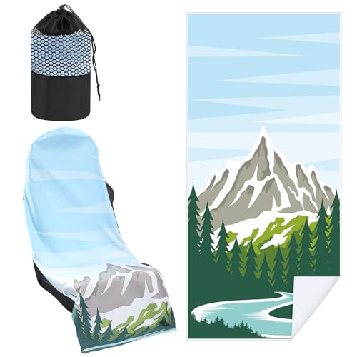 Hahafelt Car Seat Towel Covers with Storage Bag, 63 x 32 Inch Universal Non Slip Waterproof Sweat Protector for Car Truck, Gym Swimming Running, Machine Washable(2 Pack,National Park 1) - style: National Park 1