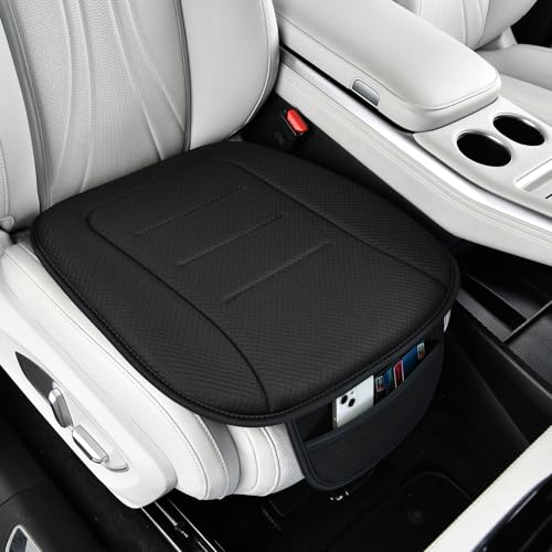 KAYI Car Seat Cushion, Comfort Memory Foam Car Cushions for Driving, Breathable Leather Surface with Anti Slip Rubber Bottom, Seat Cushion for Car and Office Chair (1, Knit Style Black) - color: Knit Style Black