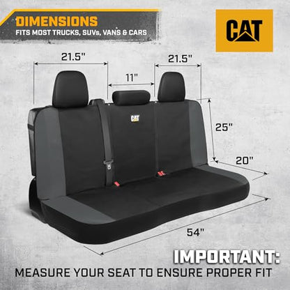 CAT Black & Gray Car Seat Covers Full Set – Front Seat Covers & Rear Bench Seat Cover – Airbag Compatible, 60/40 Split Bench for Trucks, Cars & SUVs – Automotive Interior Seat Protection Accessories - color: a-Full Set Gray