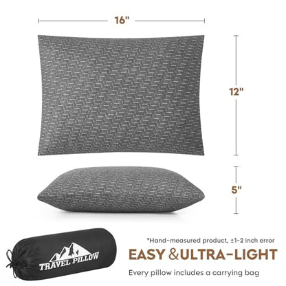 Small Shredded Memory Foam Pillow, Camping Pillow Travel Pillow - Compressible Medium Firm, Breathable Cover, Ideal Backpacking Hiking, Airplane and Car