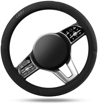 Skechers Steering Wheel Cover, Memory Foam Car Steering Wheel Covers,14.5-15inch Anti-Slip Safety Comfortable Design Universal Men Women Fits for 95% Truck,SUV,Cars(Black) - color: Black