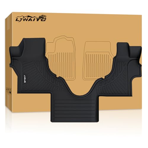 Floor Mats Fits 2007-2024 2025 Ford Econoline & E-Series E150/E250/E350/E450, TPE All Weather Protection Econoline Front Row mat, Black Van Liners mat Accessories - size: For 2007-2025 Econoline floor mat