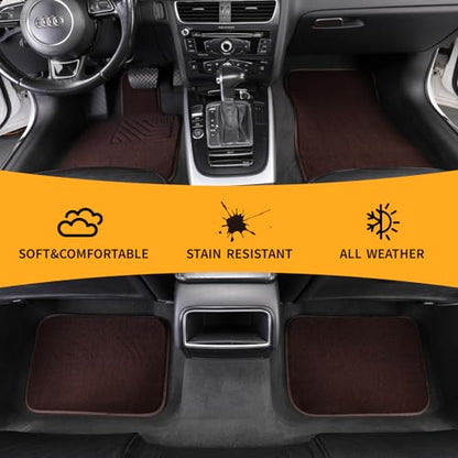 EKR All-Weather Universal Fit Car Floor Mats, 0.5 inch Thick Car Carpet Mats, Anti-Slip Automotive Mat with Driver Heel Pad Fit for SUV, Vans,Sedans, Trucks (Blown,4pcs Black Full Set) - color: Blown