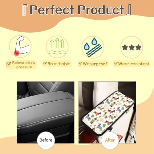 Car Handrail Box Cushion Soft Comfortable Anti Slip Middle Consoles Protector, Universal for Most Cars Trucks and SUV Fashion Car Interior Accessories Unisex - Dachshund