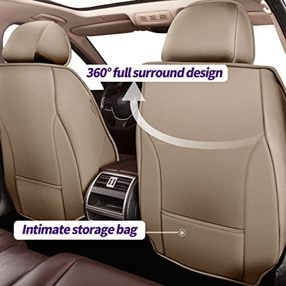 Car Seat Covers for Nissan Rogue Sport 2017-2022, Full Set 5 Seats Faux Leather Seat Cover Car Cushion Protector Compatible Airbag (5 Seat Full Set, Bgeige)