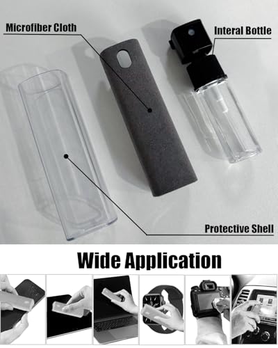 Screen Cleaner Spray and Wipe Screen Cleaner Tool Touch Screen Cleanerfor iPhone Computer Laptop Tablet MacBook Tesla Display Eyeglasses New Car Accessories（Grey） - color: Grey