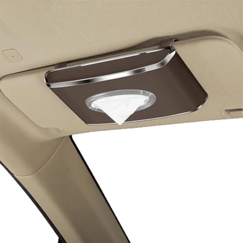 Faux Leather Car Tissue Box for Car Interior, Multi-Function Tissue Holder with Visor Clip, Armrest & Back Seat Napkin Organizer, Vehicle Tissue Dispenser Accessories (Brown Hanging) - color: Brown Hanging